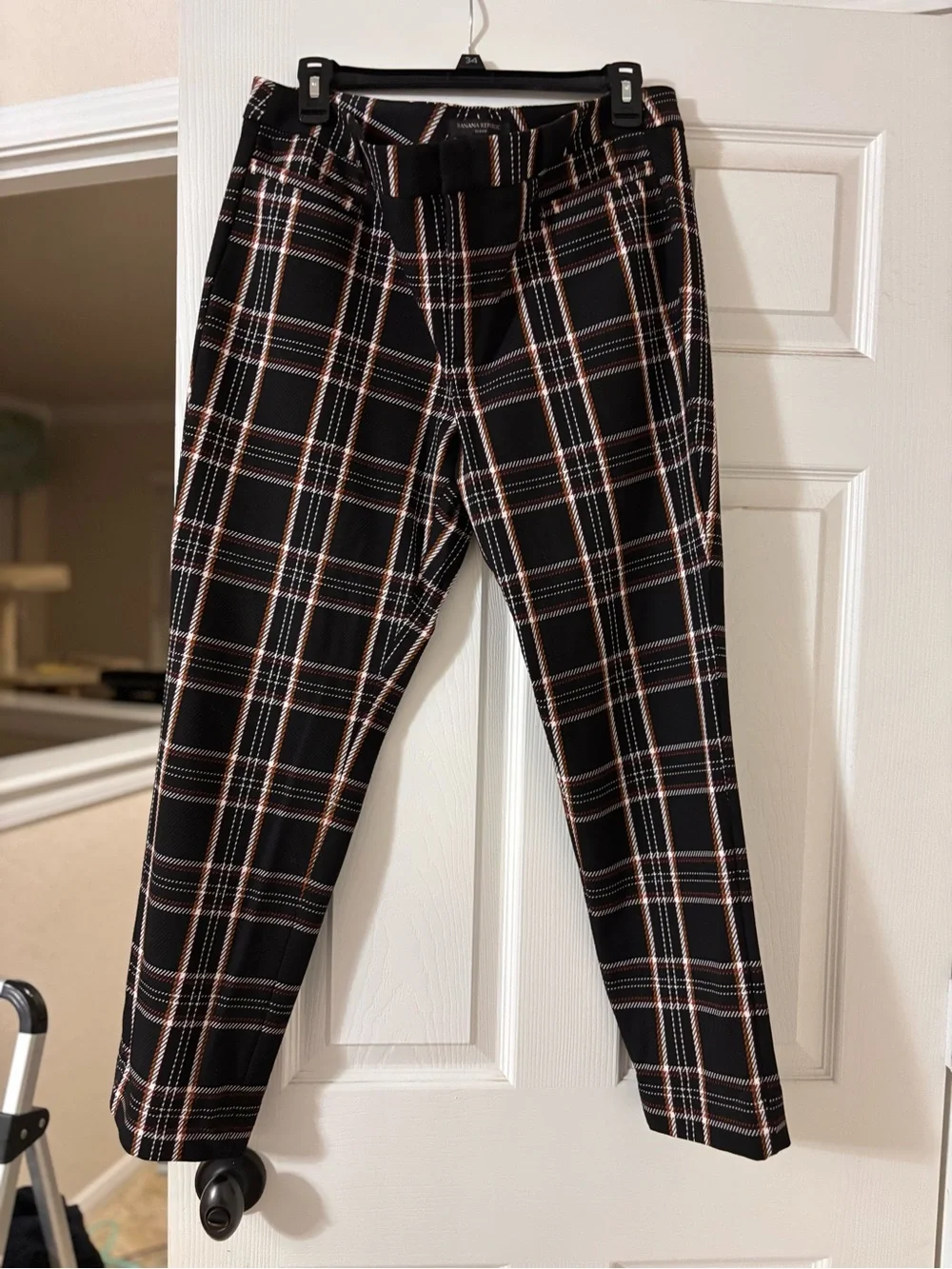 Banana Republic Black Plaid Chinos